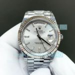 8+ Factory Swiss Copy Rolex Day-Date 40mm Silver Dial Gain Weight President Watch 